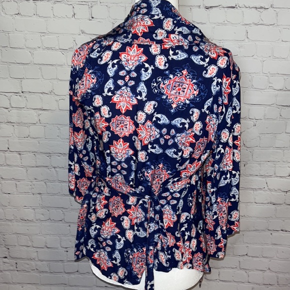 Navy Blue Hollister Belted 3/4 Sleeve Wrap Blouse Top Size Small - Picture 3 of 12